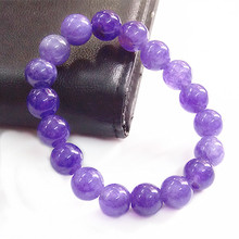 紫色條紋瑪瑙手鏈 10mm圓珠紫水晶DIY手鏈手飾 石珠手鏈串串