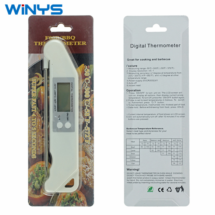 厂家直销超薄折叠烤肉食物烧烤电子温度计BBQ厨房探针食品温度仪|ru