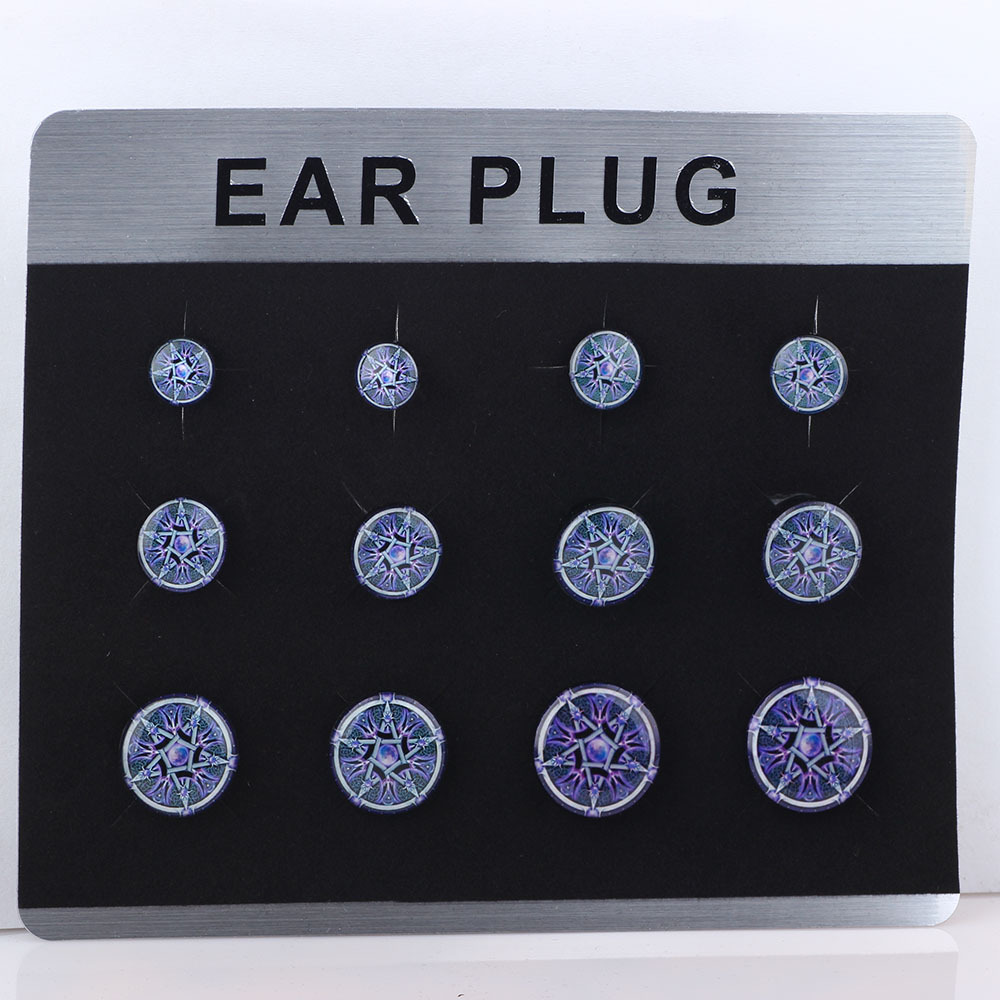 Trendy Punk Geometric Acrylic Ear Plug Tunnels - Dropping Oil Logo Cylindrical Pulley Ear Expansion Jewelry 8# detail image 8