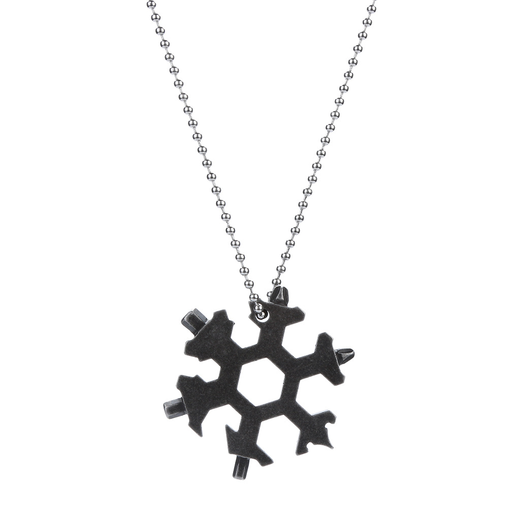 新版石洗黑创意雪花形状多功能小工具 户外EDC雪花扳手工具