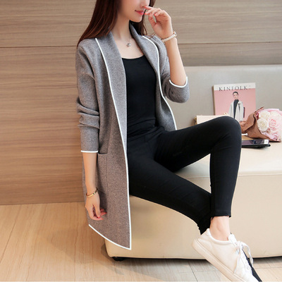 Foreign trade 2018 winter new pattern Korean Edition Sweater Mid length version Cardigan Easy Long sleeve coat Plush Windbreaker