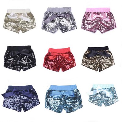 goods in stock wholesale Children's clothing Foreign trade new pattern girl colour Sequins shorts children Bright bow trousers