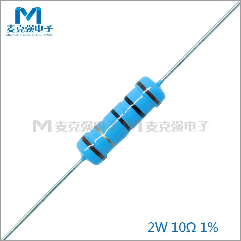 Оптовый прямой вставляемый металлический мембранный резистор 2W 10 Евро 1% прецизионный пятицветное кольцо сопротивления 10Ω коричневый черный золото коричневый