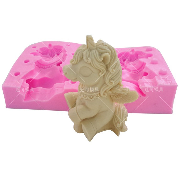 Unicornio forma fondant cake herramienta para hornear 3D 3D DIY jabón hecho a mano molde de silicona herramienta para hornear