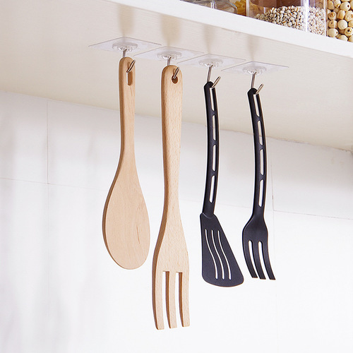 Transparent adhesive hooks, traceless door back adhesive hooks, kitchen and bathroom wall strong nail-free adhesive hook bags