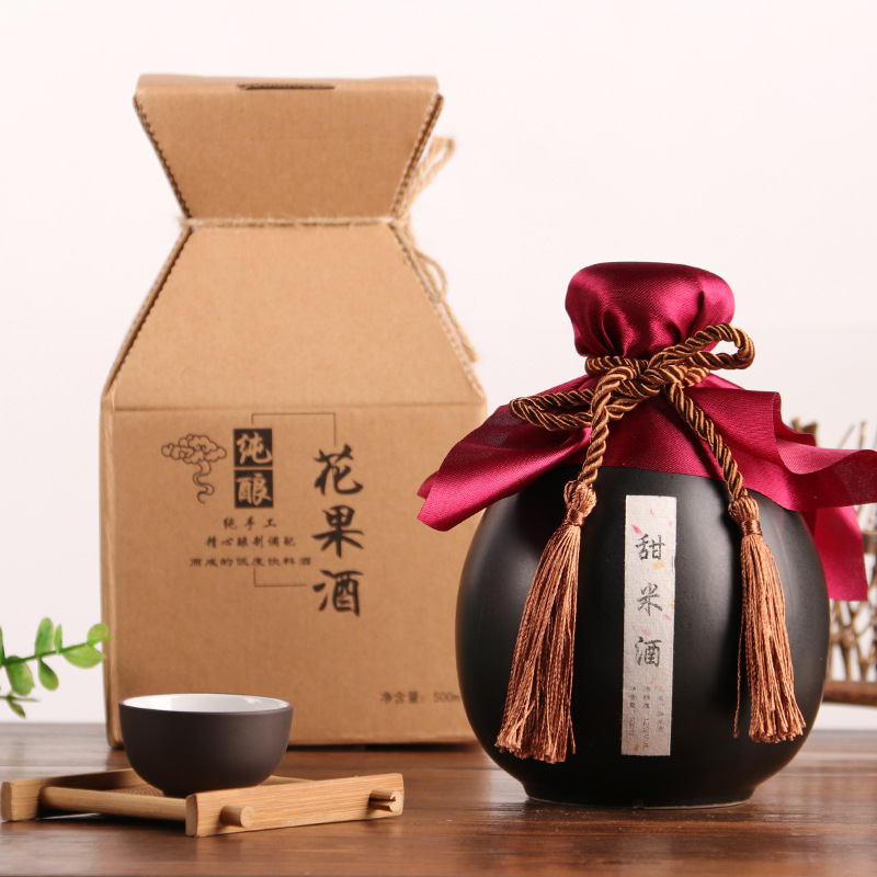 农家自酿香甜糯米酒原浆低度12度月子传统米酒醪糟500ml陶瓷礼盒|ru