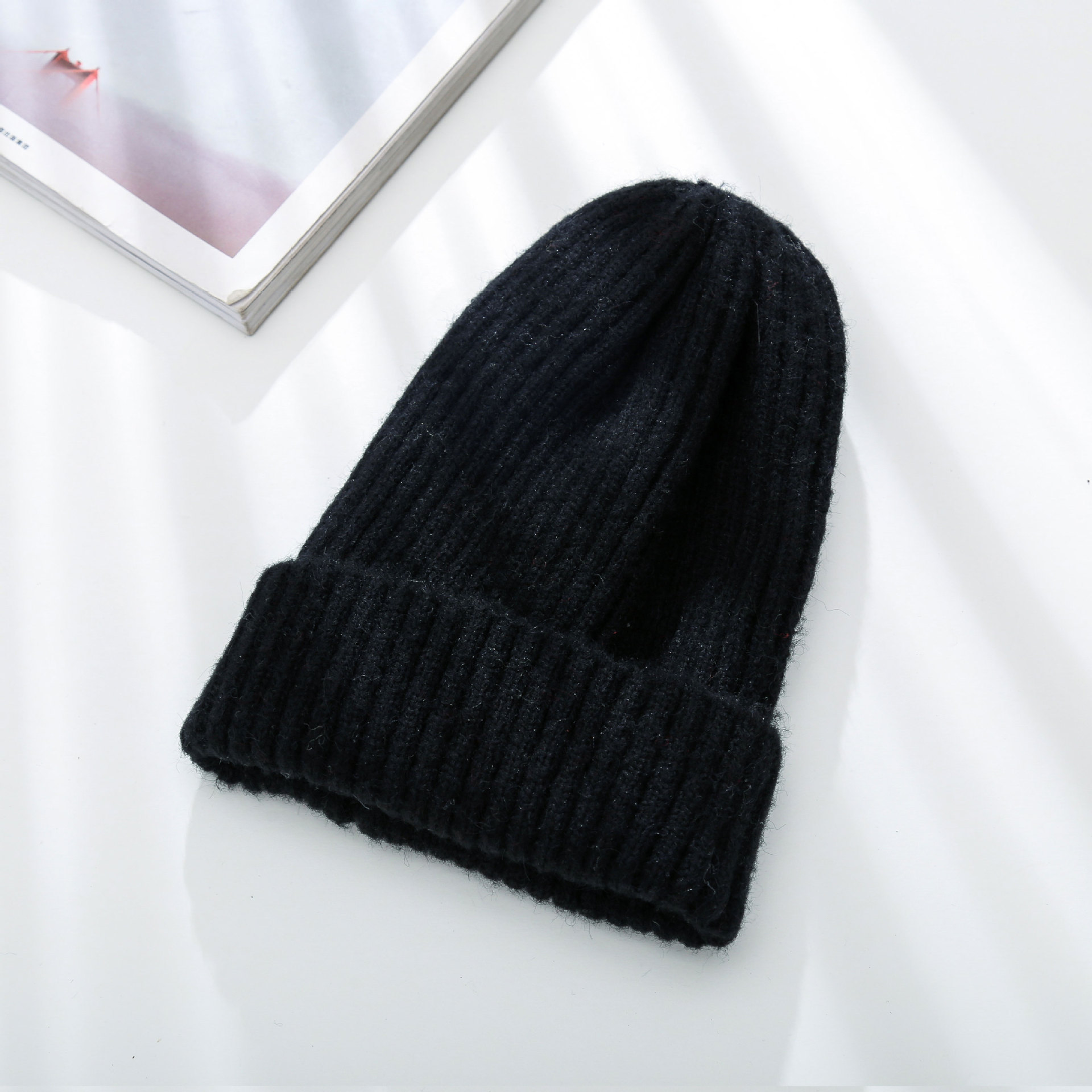 Pure Color Wild Knit Outdoor Winter New Thick Warm Woolen  Hat Cap display picture 6