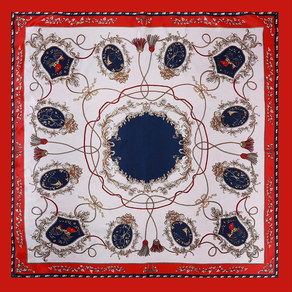 Satin Material Women's Elegant Geometric Satin Printing Scarves & Gloves