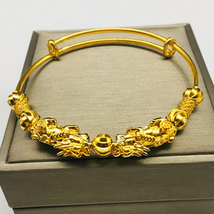 Adjustable one bead bracelet, gold bracelet