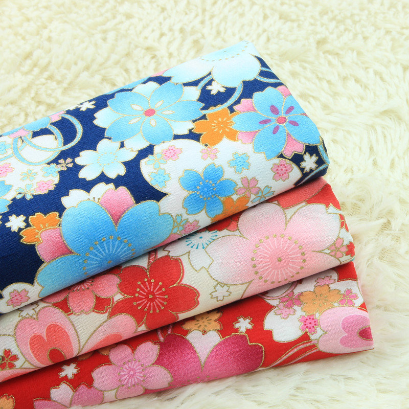 进口府绸棉布和风烫金印花布料 纯棉 手工DIY 拼布包包服装面料