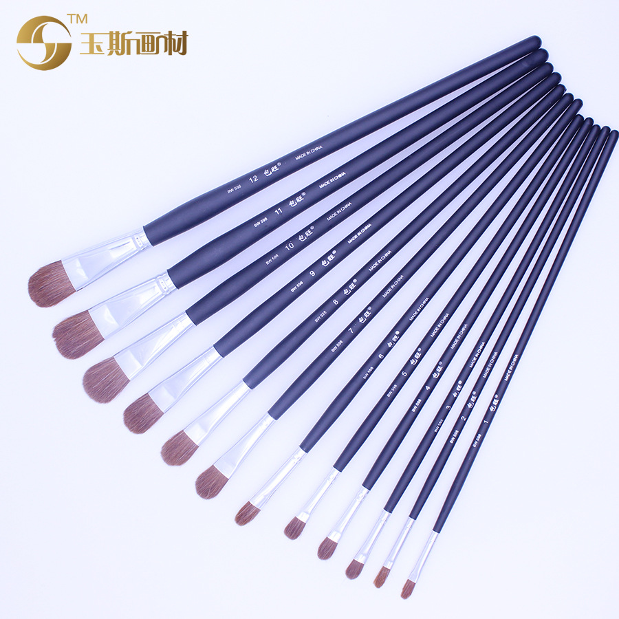 包旺圓頭狼毫水粉筆油畫水彩畫筆丙烯畫筆排筆單支套裝批發