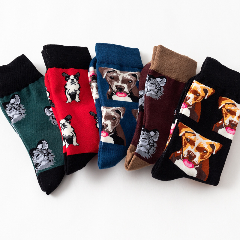 Men's Streetwear Dog Cotton Crew Socks A Pair display picture 7