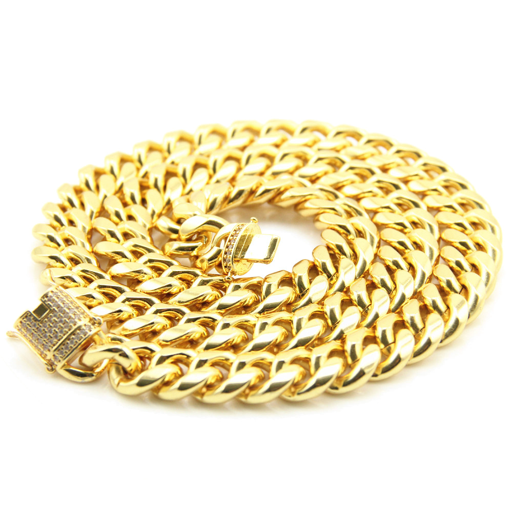 Europe And America Large Gold Chain Grinding Cuban Chain Leading Buckle Hip-hop Necklace display picture 2