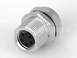 M8 5PIN 母头 5P/5孔 前锁M10*1.0面板式 焊线式 防水连接器