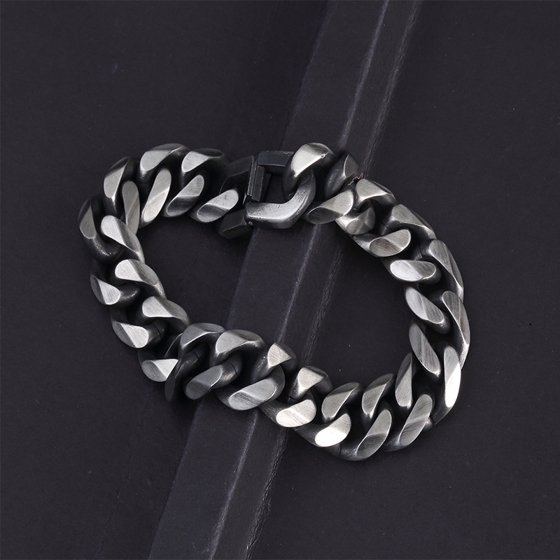 Retro Geometric Solid Color Titanium Steel Stoving Varnish Men's Bracelets display picture 2