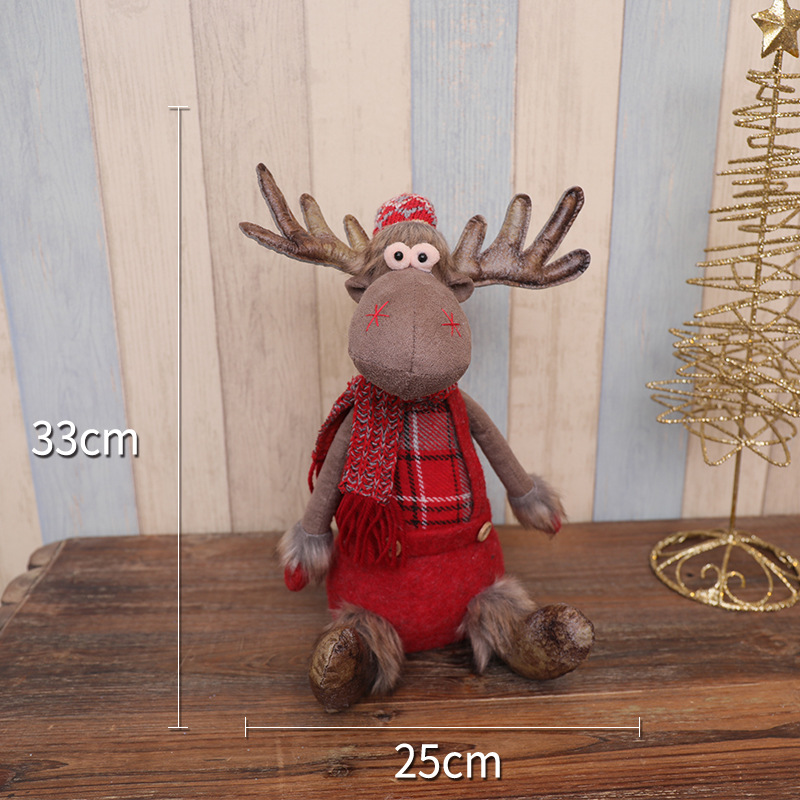 Handcrafted Plaid Christmas Reindeer Plush – Stretchable Santa’s Helper Decor For Store Displays, Tabletops & Festive Gift Exchanges_voghion.com