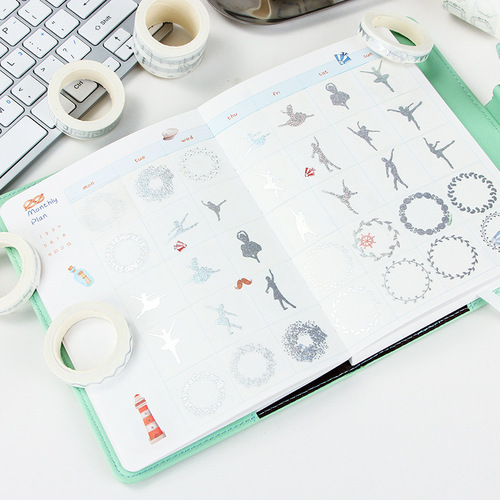 Heat transfer and paper tape journal album decoration tape, creative DIY heat transfer silver option