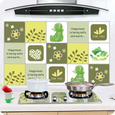 卷筒装45cm*300cm呆萌小熊耐高温自粘铝箔瓷砖油烟贴厨房防油贴纸|ru