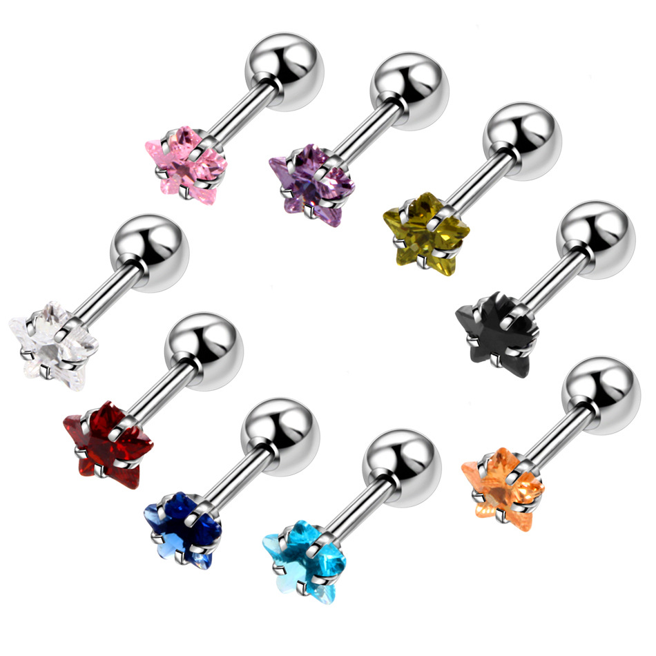 Fashion Flower Stainless Steel Inlay Zircon Ear Studs 1 Piece display picture 2