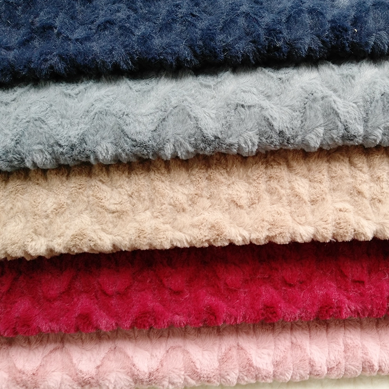 2018新款秋冬兔毛绒面料 加厚时装服饰面料毛剪横条喷S兔毛绒