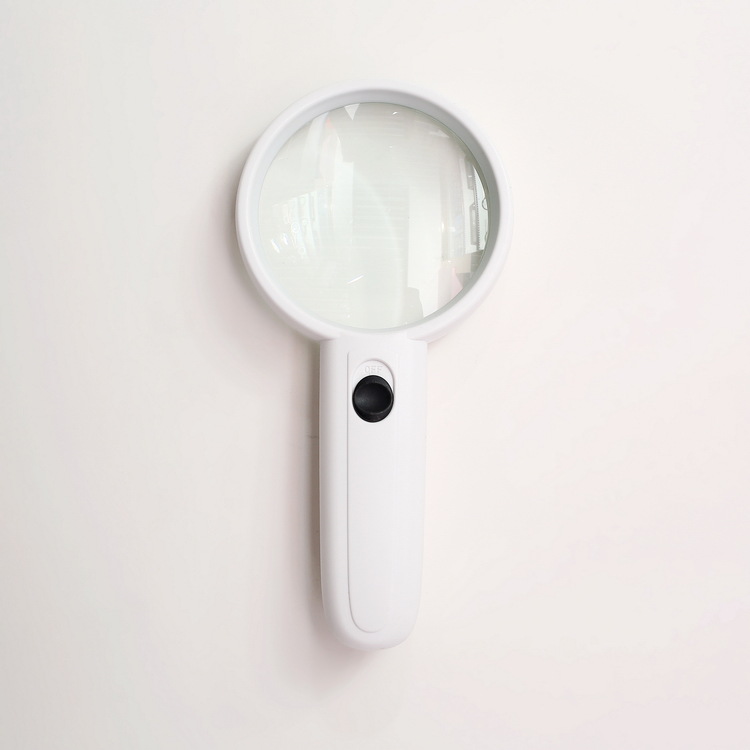 厂家直销50mm手持照明放大镜 带LED灯5倍教学办公礼品放大镜6B-3