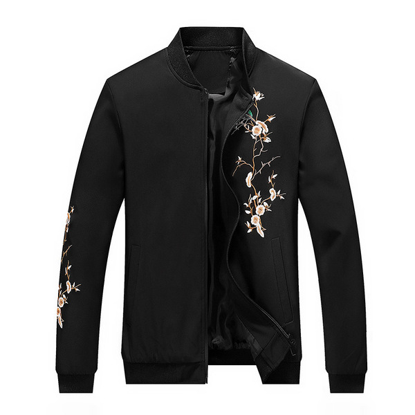 Men’s baseball collar embroidered slim coat European and American simple trend versatile jacket man