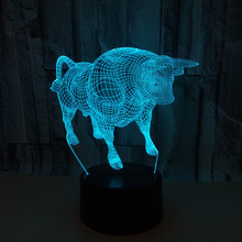外貿新款公牛動物3D燈 LED七彩遙控燈遙控3D燈亞克力立體視覺燈