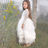 Demi-season lace white small princess costume, dress, 2021 collection, long sleeve