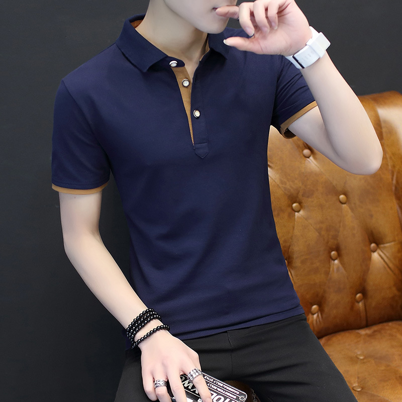 Men's t-shirt short-sleeved lapel youth...