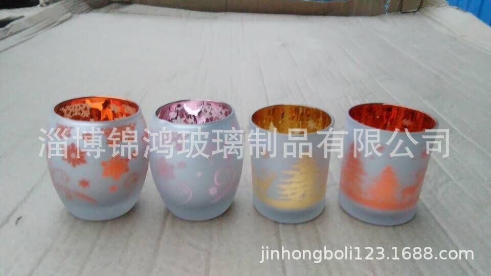 厂家定做电镀玻璃蜡烛杯、圣诞系列玻璃杯