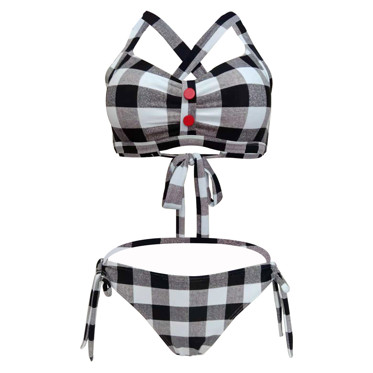 Triangular Bikini Big Plaid Split Strap...