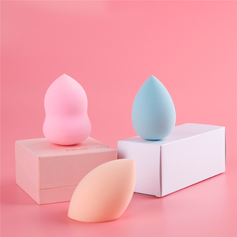 Baili herramientas de belleza de la calabilla en polvo soplo mojado y seco de doble uso de la belleza del huevo gota de agua oblicua corte de maquillaje esponja maquillaje caja de huevo