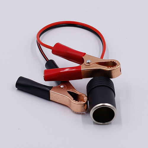 Car using reinforced battery clip adapter cigarette lighter socket power wire crocodile clip connection line converter