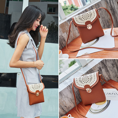 女包单肩斜跨手机包2018新款可爱镂空花花休闲优雅零钱包工厂直销|ru