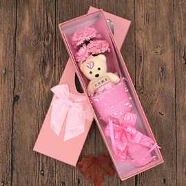 母亲节礼物康乃馨香皂花花束礼物妇女节创意礼品小熊花束跨境货源