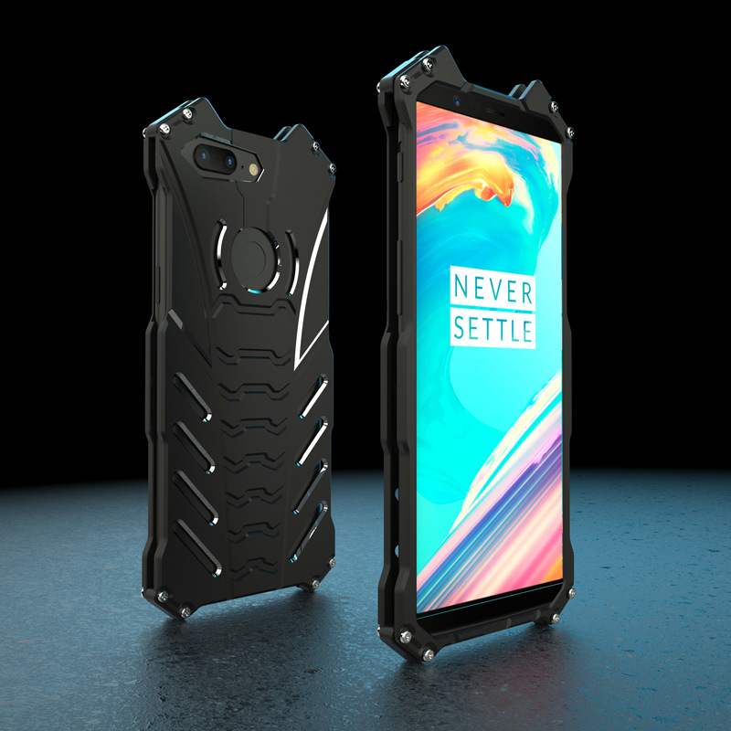 R-Just Batman Shockproof Aluminum Shell Metal Case with Custom Batarang Stent for OnePlus 5T