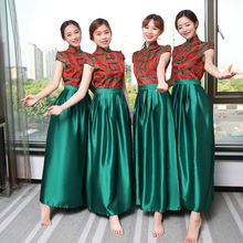 中式姐妹團伴娘服長短款2021春季中式復古伴娘服大碼連衣裙敬酒服