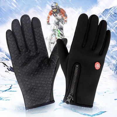 Luchun Village Store Fleece Gloves Outdoor Touch Screen Winter Warmth Thick Men and Women Slip-Resistant Fitness Cycling Windproof Children
