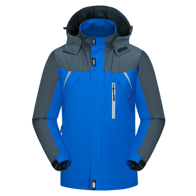 Autumn and winter thin men’s hooded color matching outdoor waterproof jacket jacket