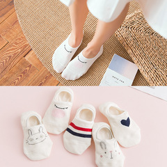 Spring/Summer New Arrival Cartoon Series Invisible Low-Cut Socks for Women, Ribbed Edging, Silicone Non-Slip Design—Wholesale from Manufacturer