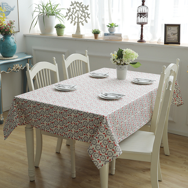 Moderne minimalistische Couchtisch- und Esstischdecke aus doppelgewebtem, dickem Canvas mit Blatt- und Blumenmuster, komplett aus Baumwolle._voghion.com