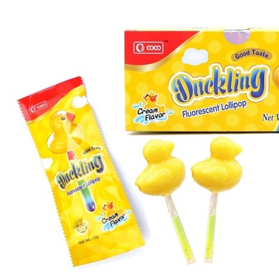 菲律宾进口coco小黄鸭荧光棒棒糖10g*20儿童节日礼物零食玩具喜糖
