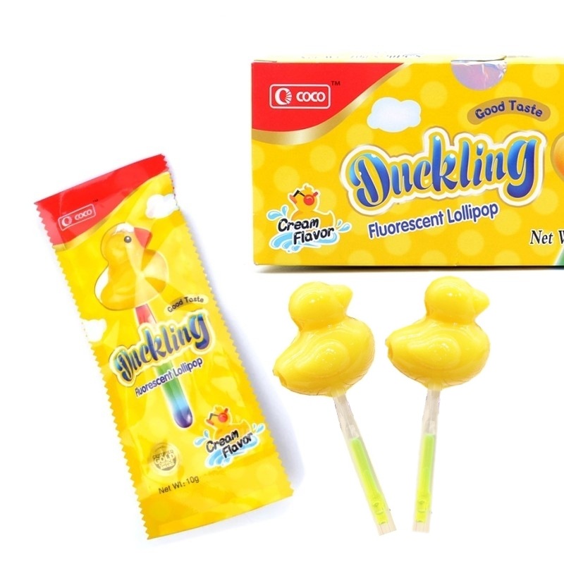 菲律宾进口coco小黄鸭荧光棒棒糖10g*20儿童节日礼物零食玩具喜糖