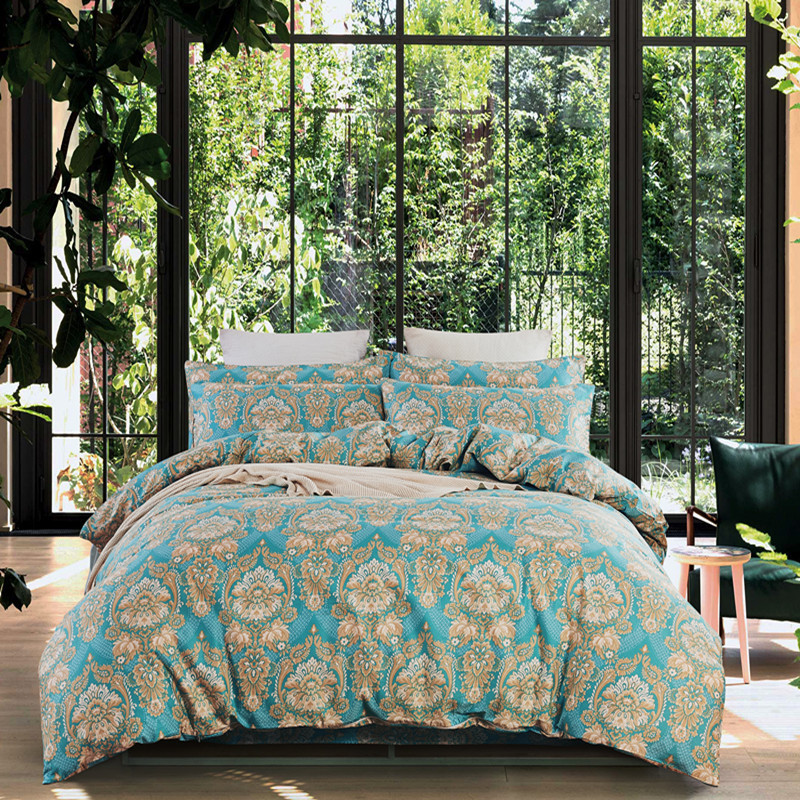 批发长绒棉纯棉斜纹四件套欧美风印花全棉床单被套 床上用品4件套