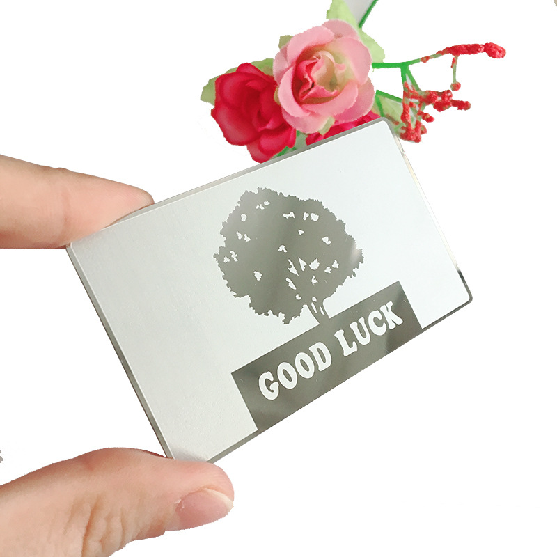 不锈钢精美名片镜面镂空哑黑电镀黑色丝印LOGO腐蚀凹下文字内容