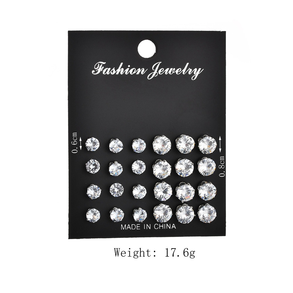 New Fashion Eight Arrows Zircon Earrings 12 Pairs Of Crystal Earrings Wholesale display picture 1