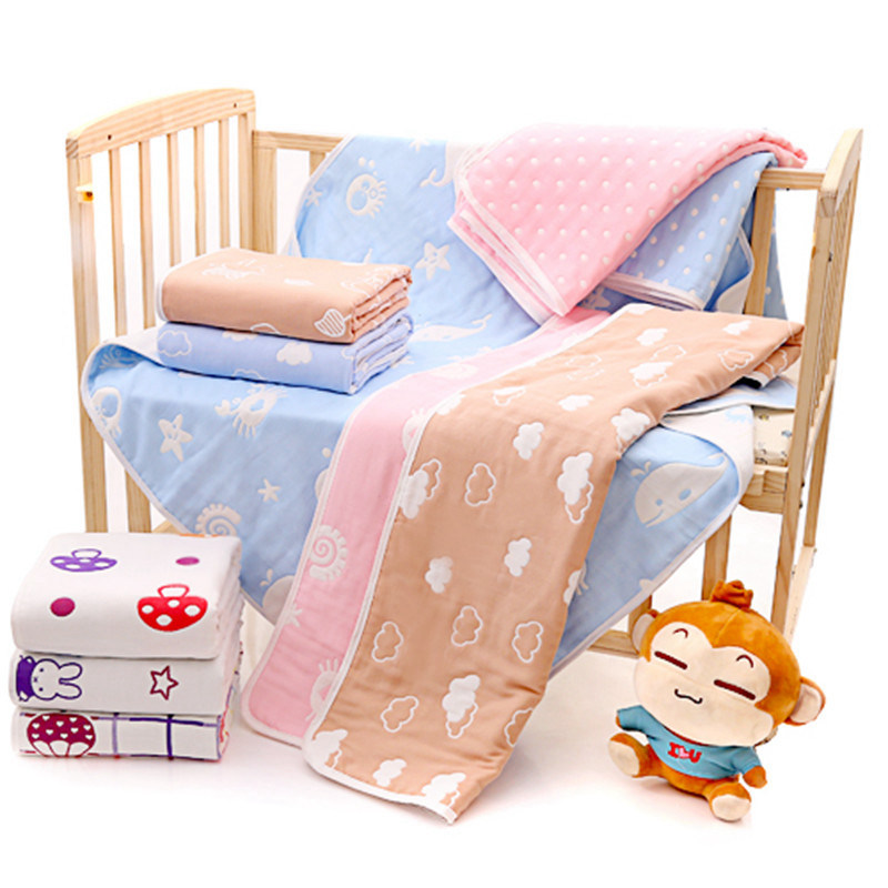 6层纱布儿童被 110*110cm纯棉6层纱布儿童方毯 蘑菇盖被特价处理|ms