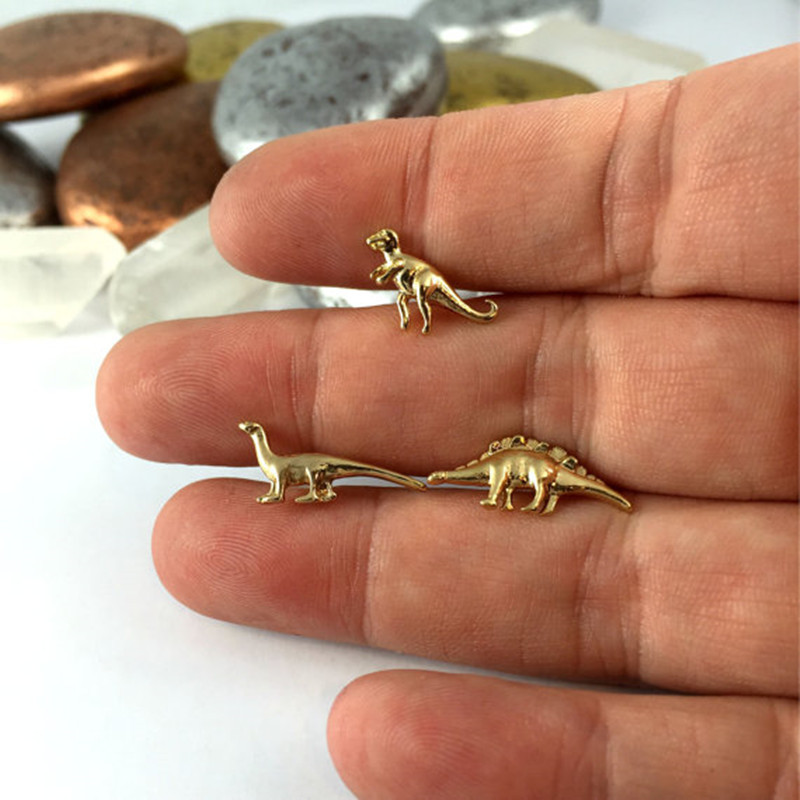 Aretes De Plata Chapados En Oro Dinosaurio Pequeño Monstruo Pendientes Al Por Mayor display picture 35