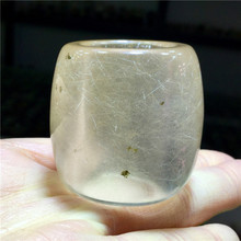 東海水晶 天然金發晶綠幽連連發精品發晶板指【內徑：23mm】