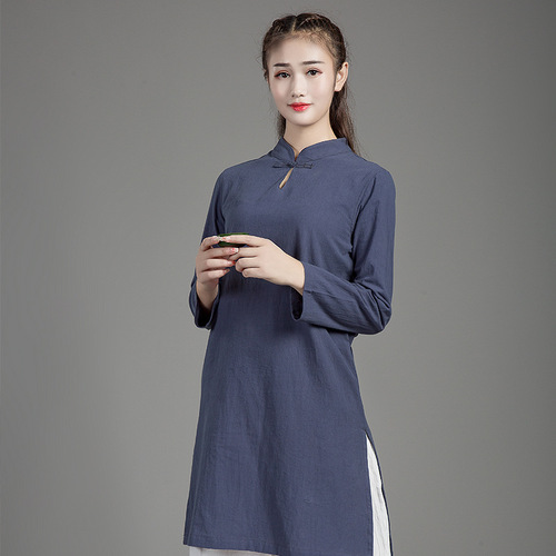 Cotton and linen Chinese women's suit tea yoga meditation taichi clothing Female Zen Literary Retro Improved Long Sleeves  